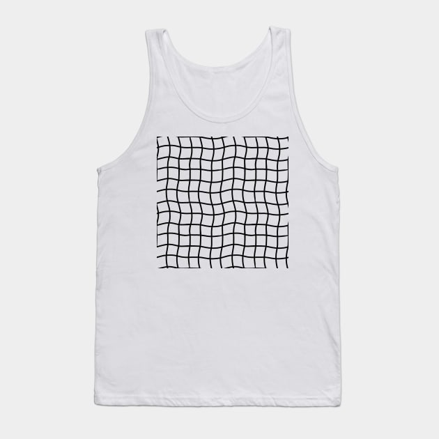 Minimal Abstract Squiggle Grid - Black Tank Top by JuneNostalgia